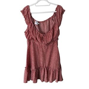 Polly Red Polka Dot Ruffle Dress Size 10 Boho Summer Vacation Festival Western